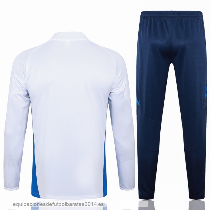 Nuevo Conjunto Completo Sudadera Entrenamiento Italia 2024 Blanco Azul Marino Baratas